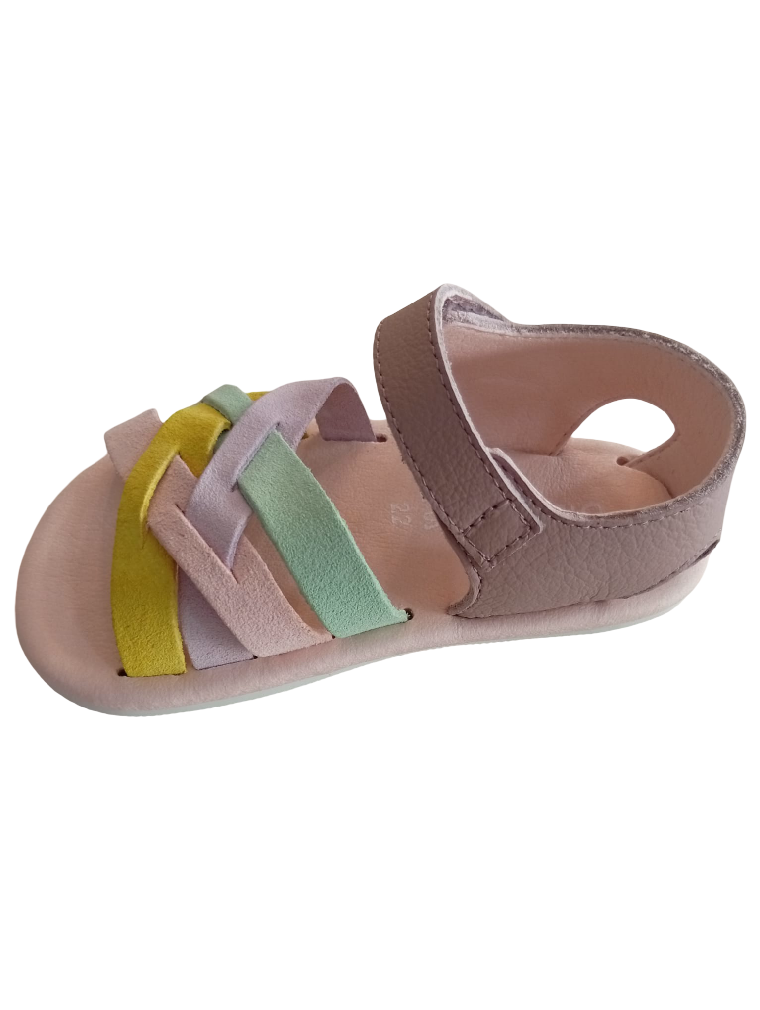 Sandálias respeitadoras Blanditos by Crio's Selva Color para criança, vista lateral direita. Tiras coloridas.