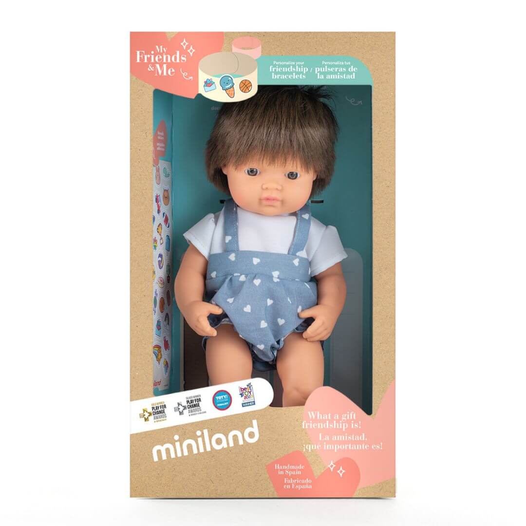 Miniland Caucasian Doll Down Syndrome with Glasses 38cm