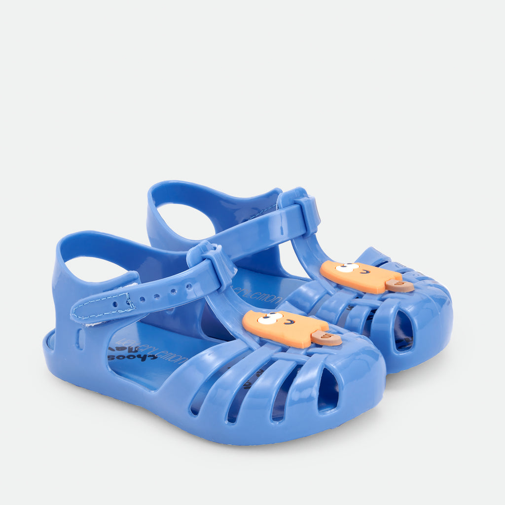 Waterlemon sandalia barefoot calçado respeitador Monstrinho gelado azul frente