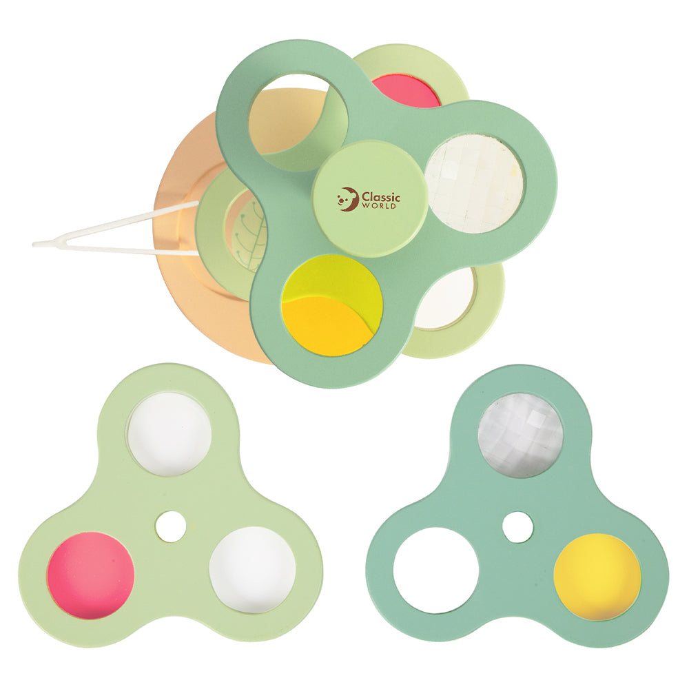 Conjunto Classic World Lupa e Prismas Visuais: Torre montada e lentes avulsas para exploração sensorial.