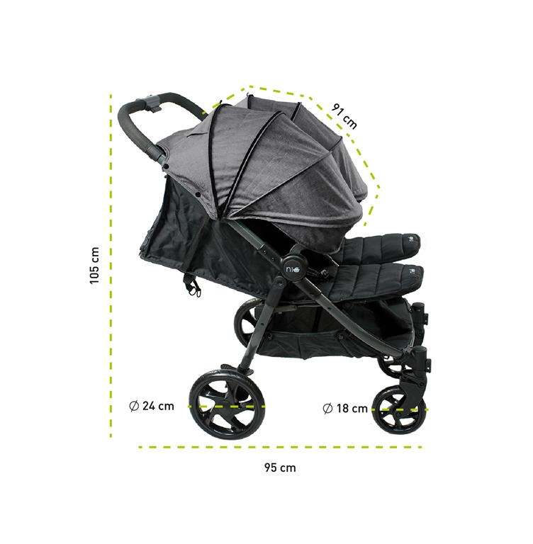 Niu Carrinho de passeio gémeos