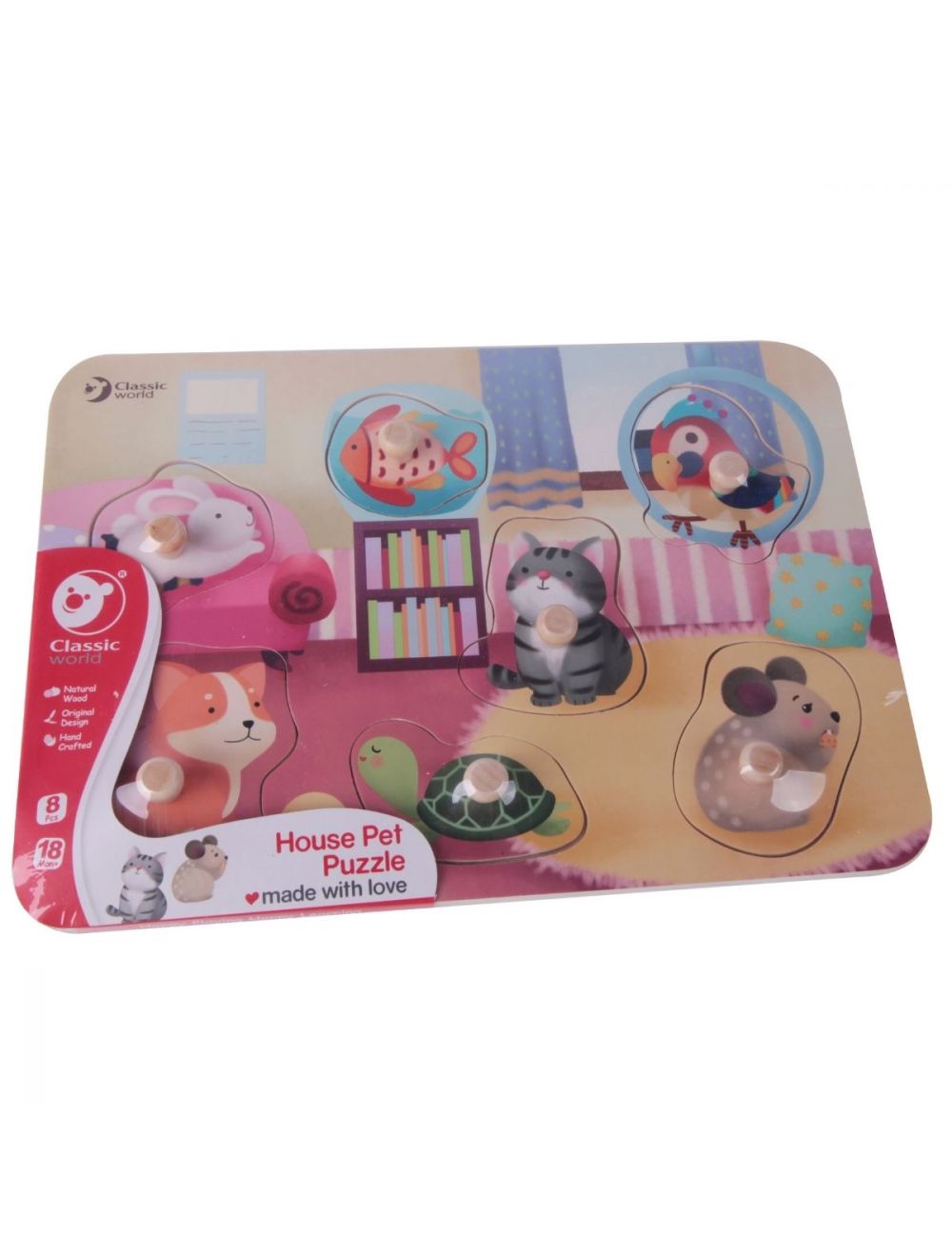 Classic World 8-piece wooden handle puzzle