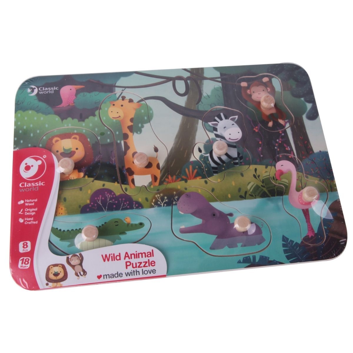 Classic World 8-piece wooden handle puzzle