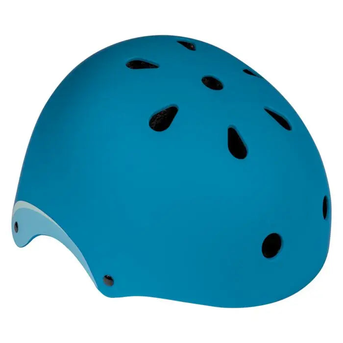 Vista lateral do capacete Shoko azul para proteção infantil 3-7 anos, 50-55cm, mostrando ventilação.