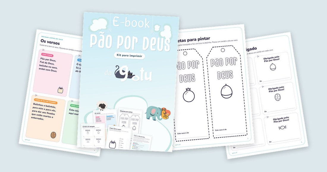 Kit Pão por Deus para imprimir da Gotu, com etiquetas, versos e cartões
