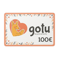 Cartão de oferta Gotu de 100 euros, com o canguru Gotu e o valor impresso no cartão.