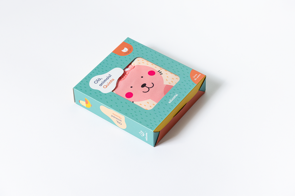Caixa do livro de pano Olá, Animais! Quinta da Edicare
