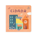 Capa do livro sonoro Cidade da Edicare, com ilustração de rua movimentada