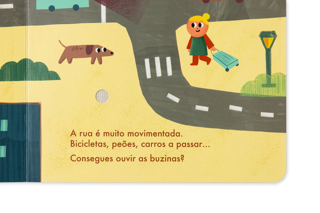 Livro sonoro Cidade aberto, a mostrar os botões de som
