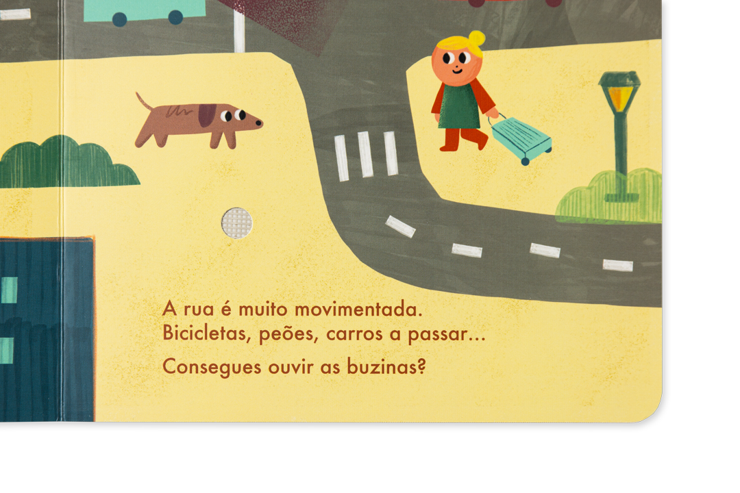 Livro sonoro Cidade aberto, a mostrar os botões de som