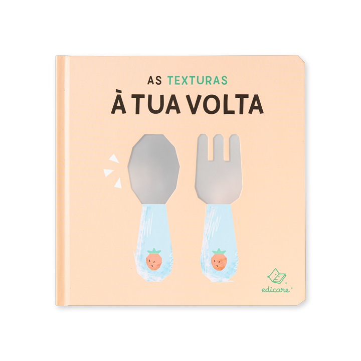 Capa do livro sensorial As Texturas à Tua Volta da Edicare, com objetos ilustrados