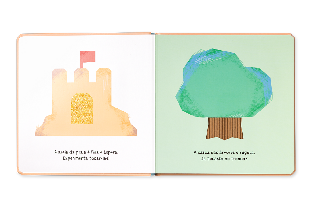 Página interior do livro As Texturas à Tua Volta com superfície para tocar