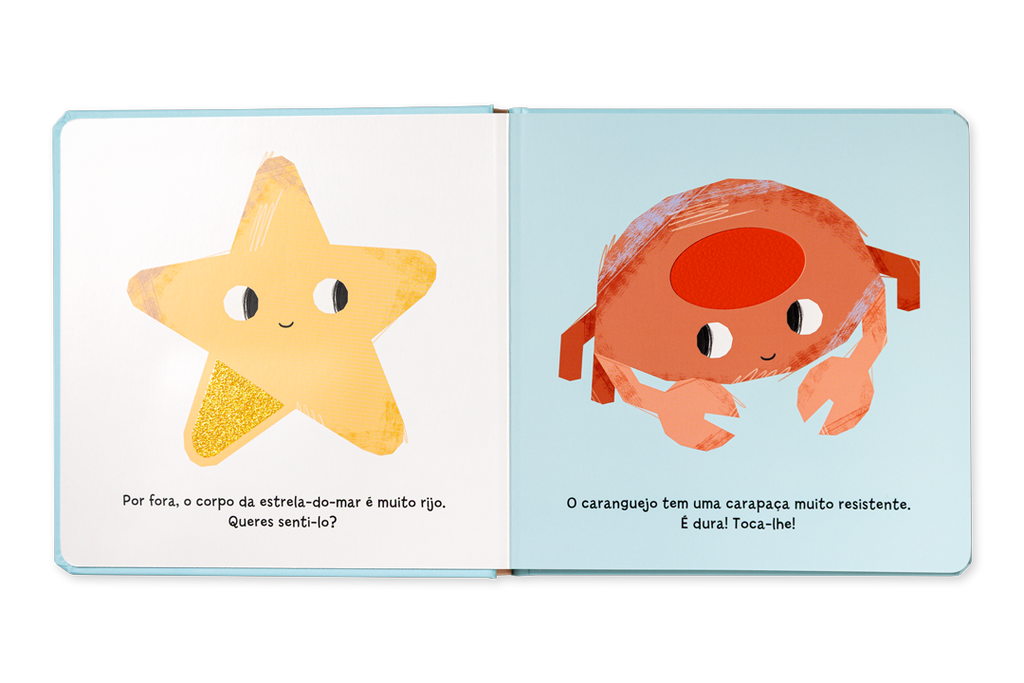 Página interior do livro As Texturas dos Animais com superfície para tocar