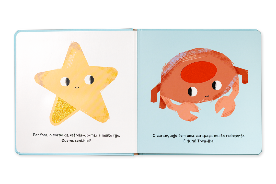 Página interior do livro As Texturas dos Animais com superfície para tocar