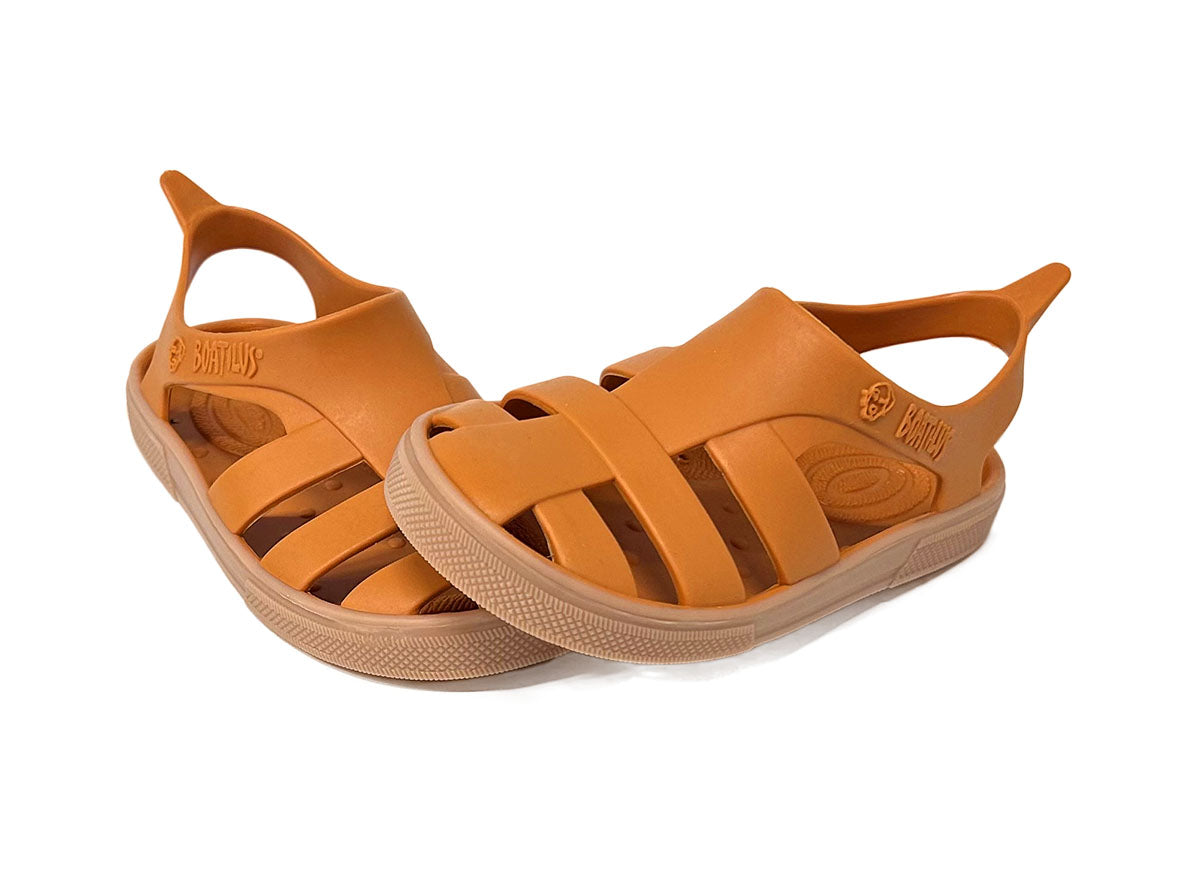Boatilus - Sandália Minimalista Praia/Piscina Bioty Pumpkin - Laranja e Bege