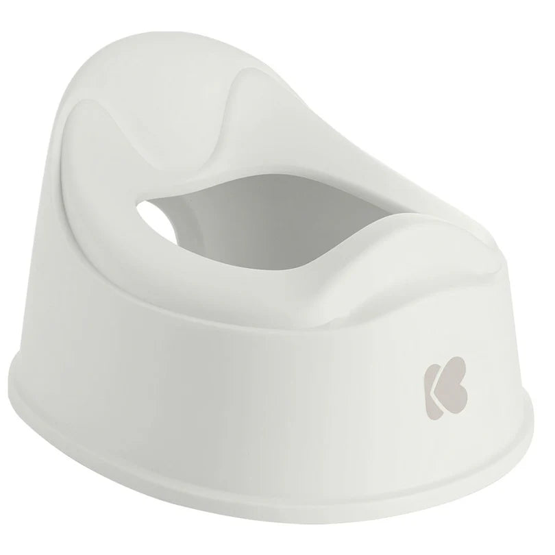 Pote de treino Kikkaboo Nimo totalmente branco, visto de um ângulo lateral ligeiramente superior.