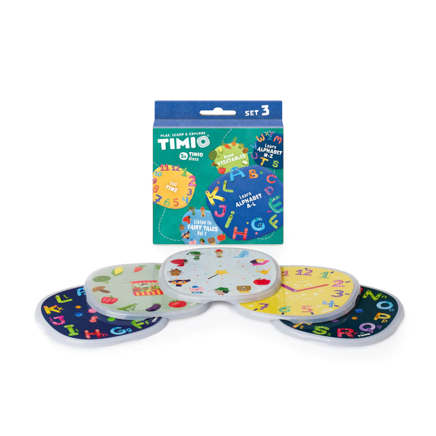 Timio Set 3 of 5 discs Fairy Tales, Weather, Vegetables, Alphabet