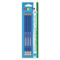 Embalagem da CARIOCA Caixa 4 lápis GRAFITE nº2/HB com borracha branca integrada, ideal para material escolar e de escritório.