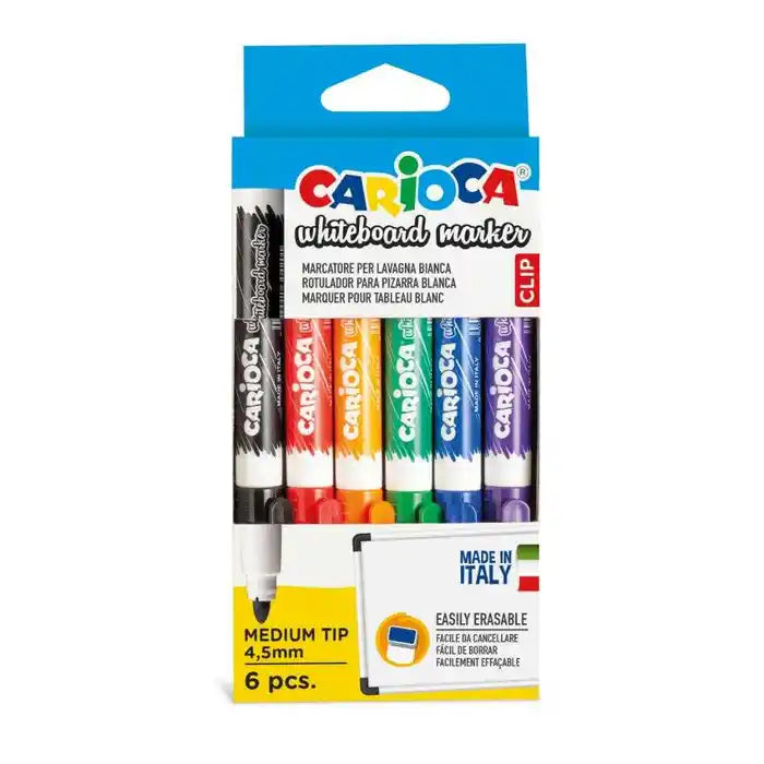 CARIOCA 6 Whiteboard Markers Medium Tip 4.5mm