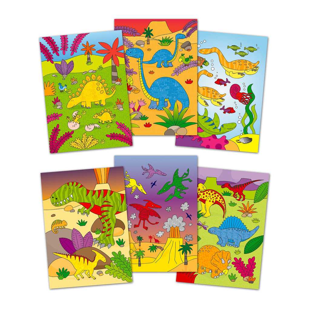 Interior do livro Galt Water Magic Dinossauros, com as páginas para pintar com a caneta de água