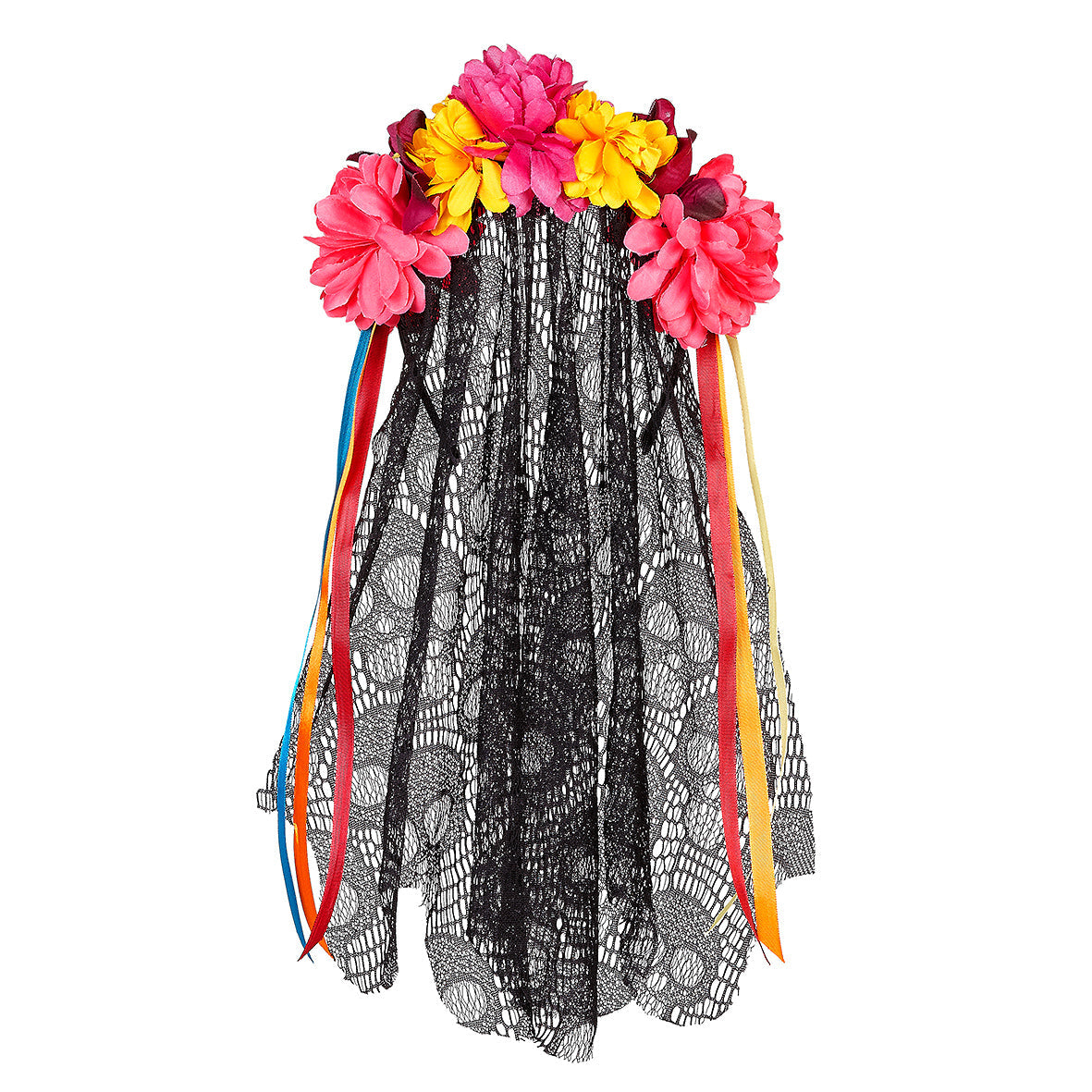 Máscara de caveira mexicana branca com flores do conjunto Marisol