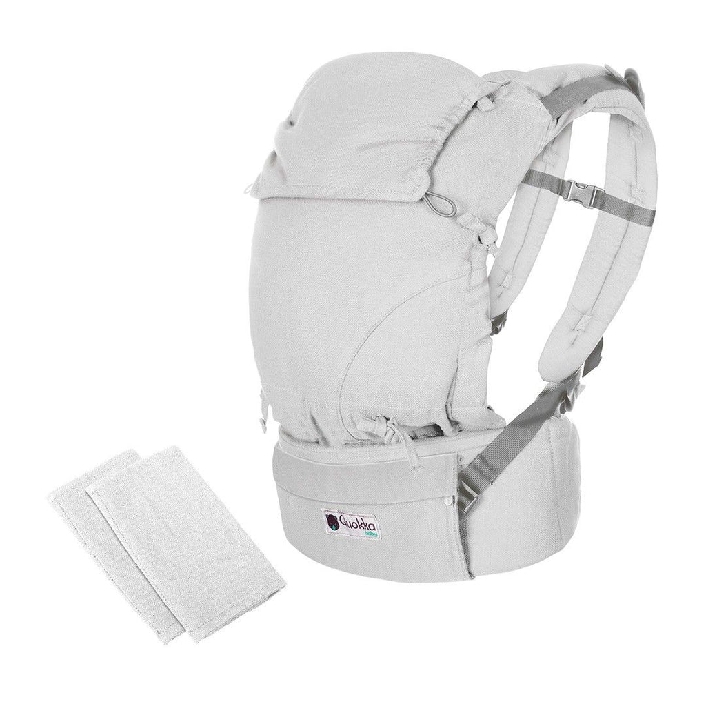Mochila Quokkababy E-Carrier Silver Diamond, vista de frente, com painel ajustável