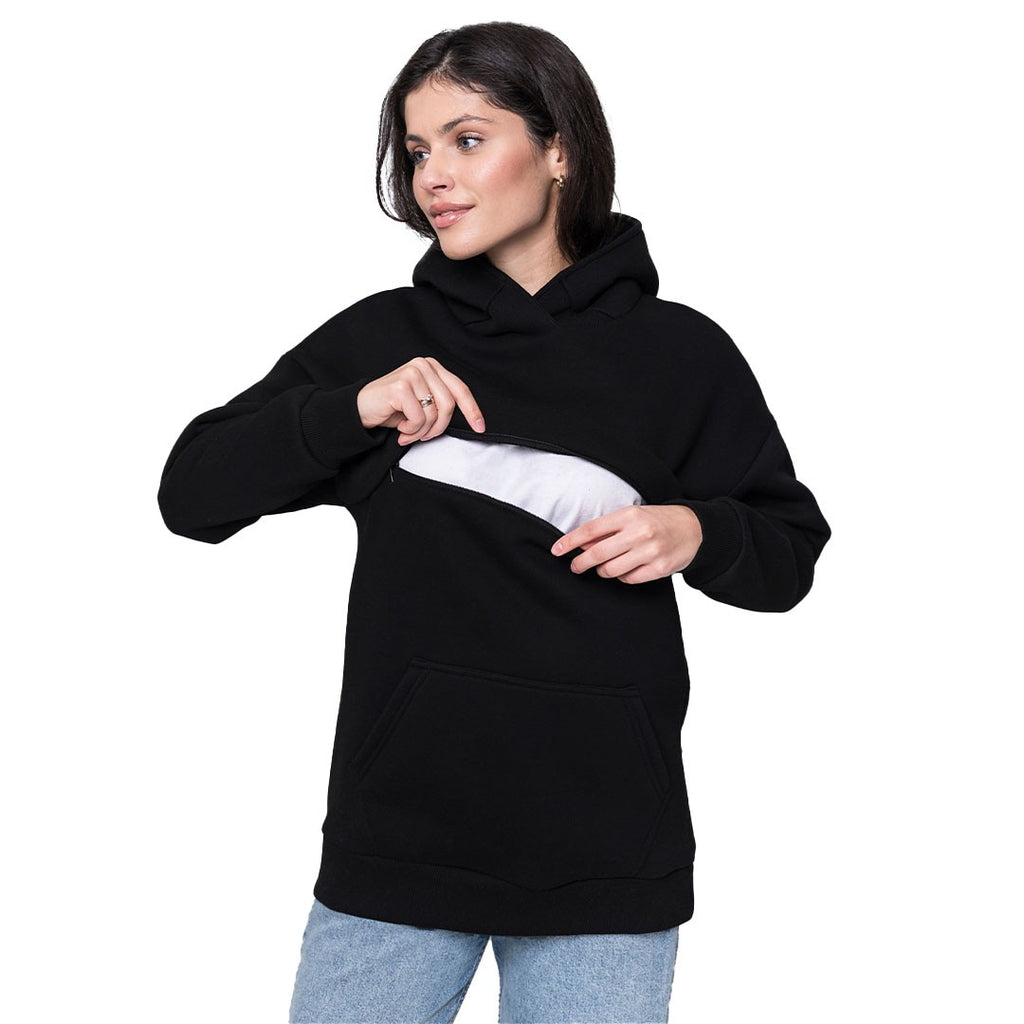 Camisola oversize de maternidade e amamentação Love and Carry na cor Black