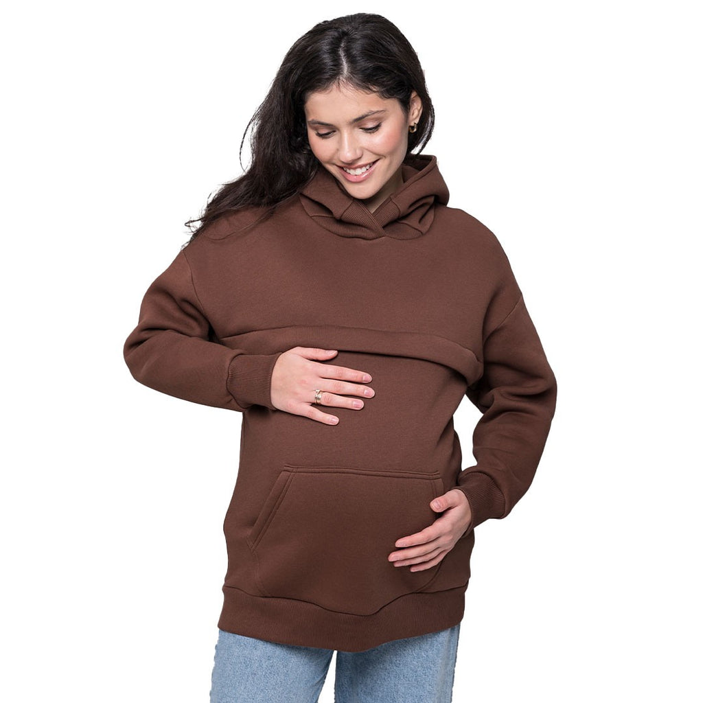 Camisola oversize de maternidade e amamentação Love and Carry na cor Chocolate