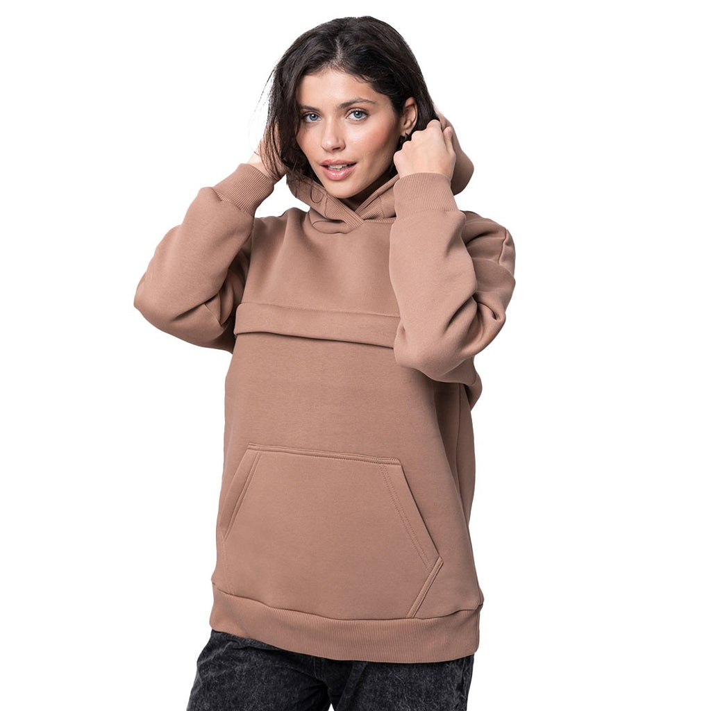 Camisola Love and Carry Cocoa vista de costas, com o capuz