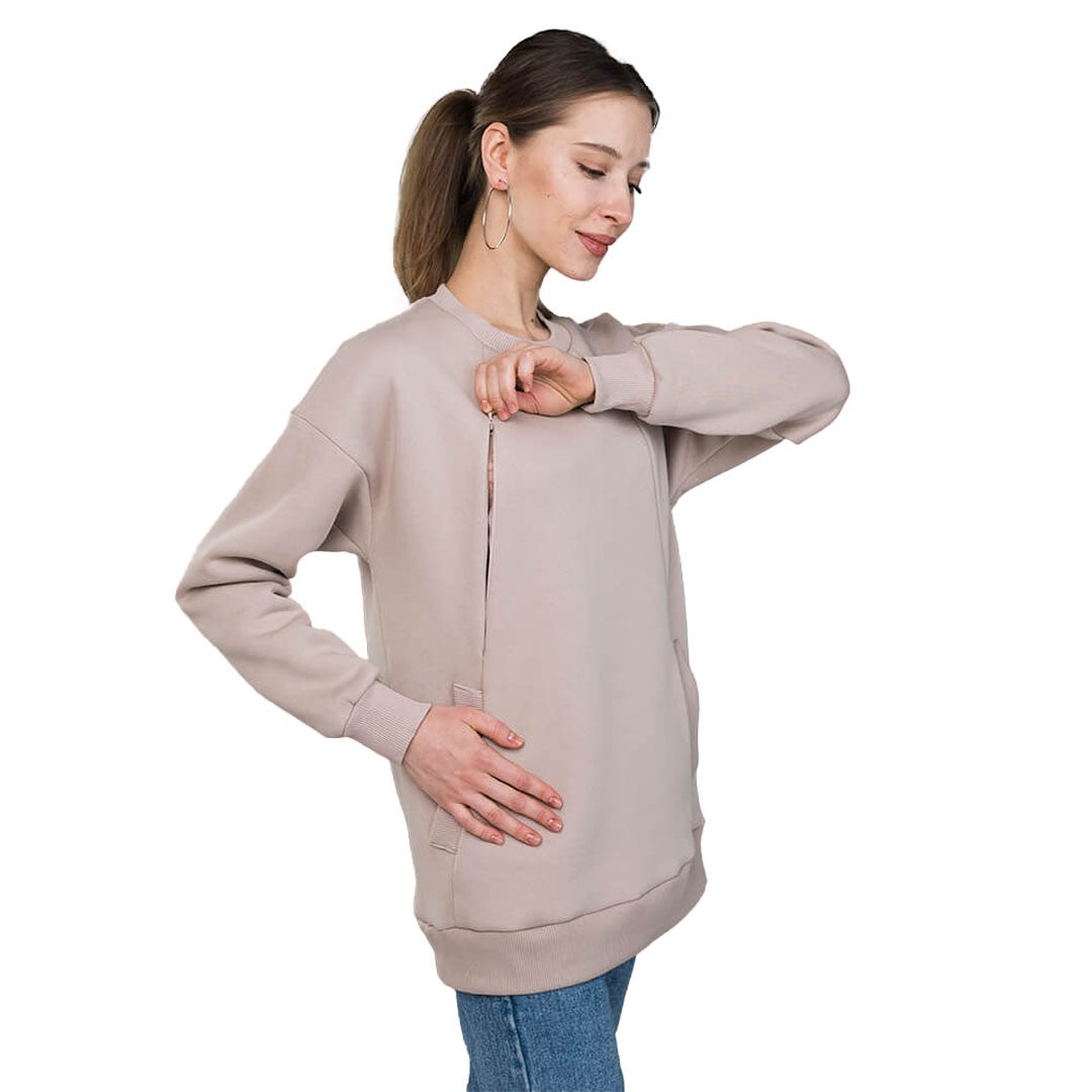 Camisola oversize de maternidade e amamentação Love and Carry na cor Cream
