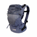 Mochila Quokkababy E-Carrier Mesh Denim, vista de frente, com painel central em malha 3D