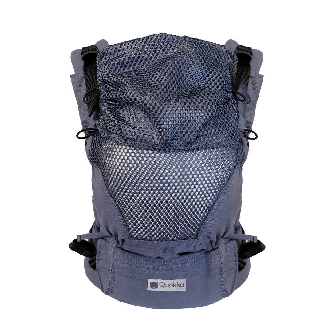 Pormenor da malha 3D do painel da mochila Quokkababy E-Carrier Mesh Denim