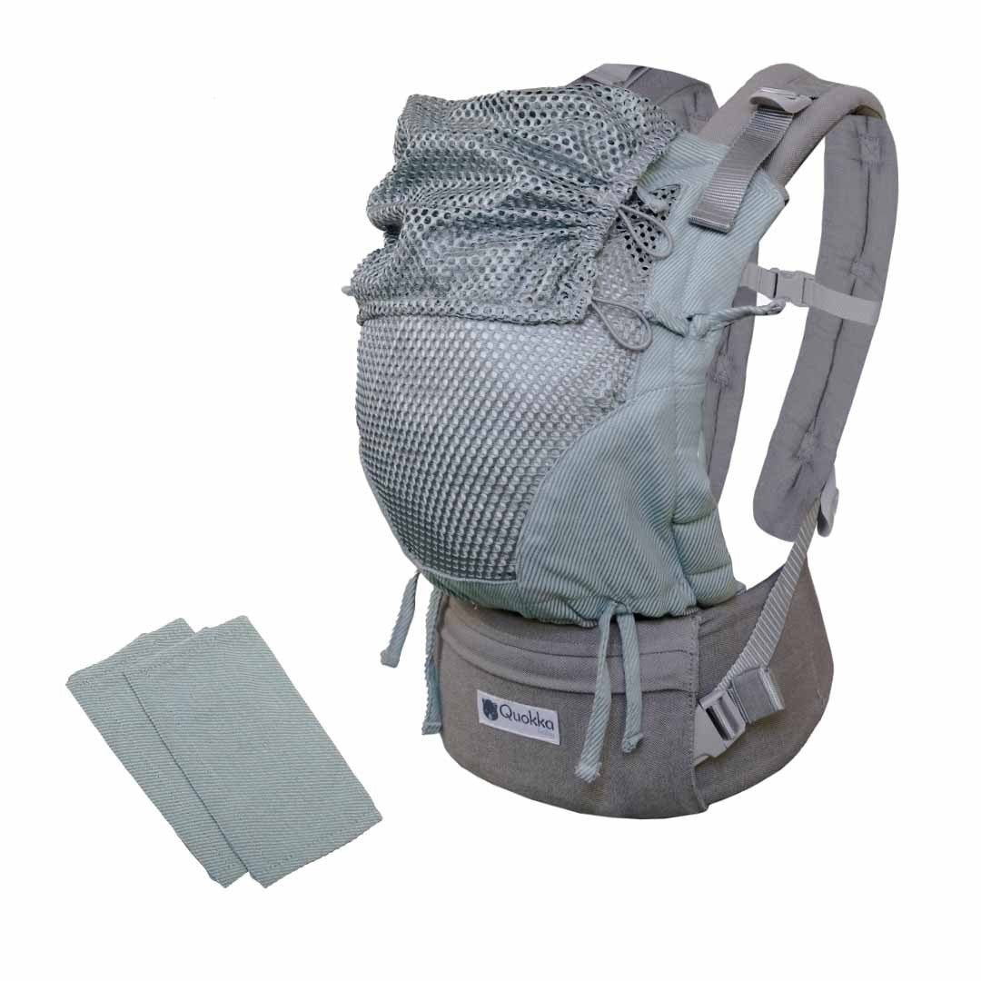 Mochila Quokkababy E-Carrier Mesh Mint, vista de frente, com painel central em malha 3D