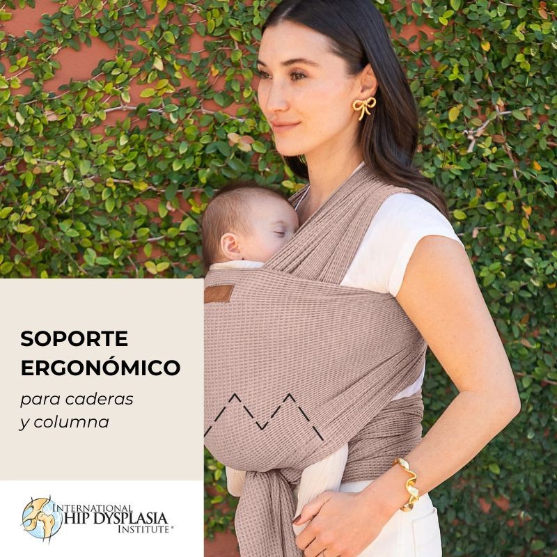 Pano Moby Wrap Waffle Sandstone atado, visto de costas