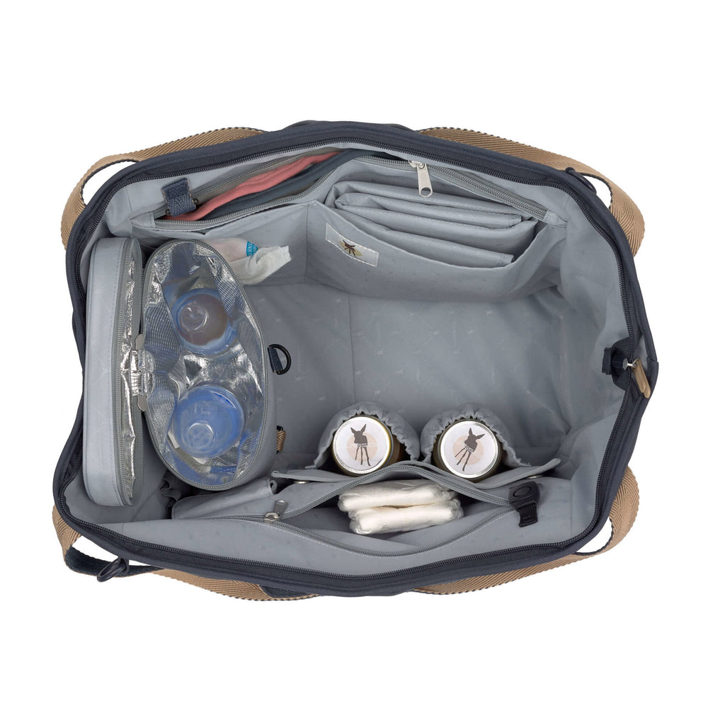Bolsa de Maternidade Lassig para Gémeos na cor azul-marinho com triângulos, fotografia 3 de 8 do produto