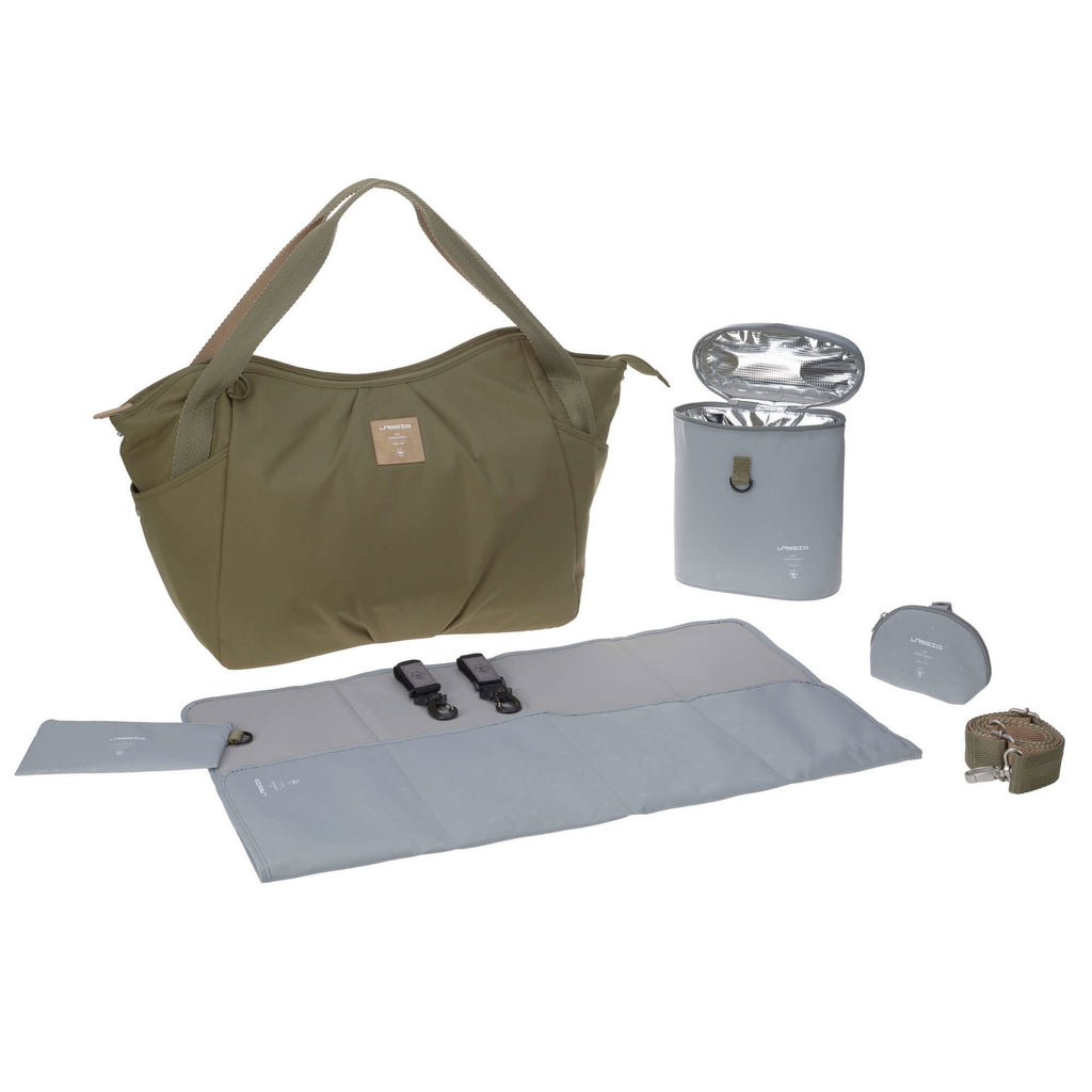 Bolsa de Maternidade Lassig para Gémeos na cor verde oliva, fotografia 1 de 8 do produto