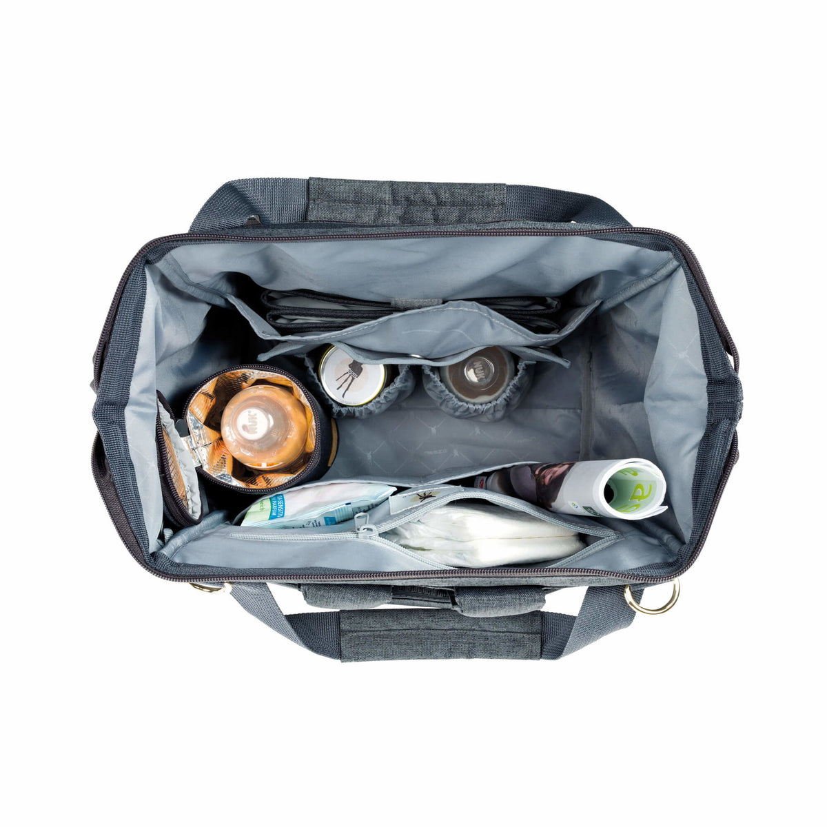 Mochila de Maternidade Lassig Glam Goldie na cor antracite, fotografia 5 de 8 do produto