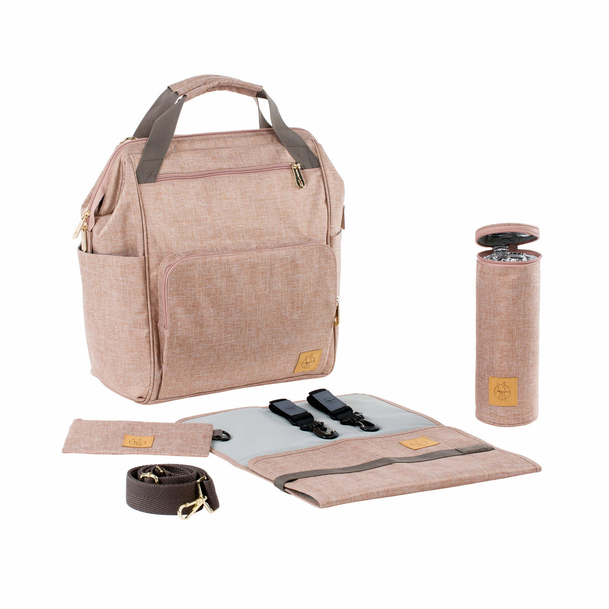 Mochila de Maternidade Lassig Glam Goldie na cor rosa, fotografia 1 de 8 do produto