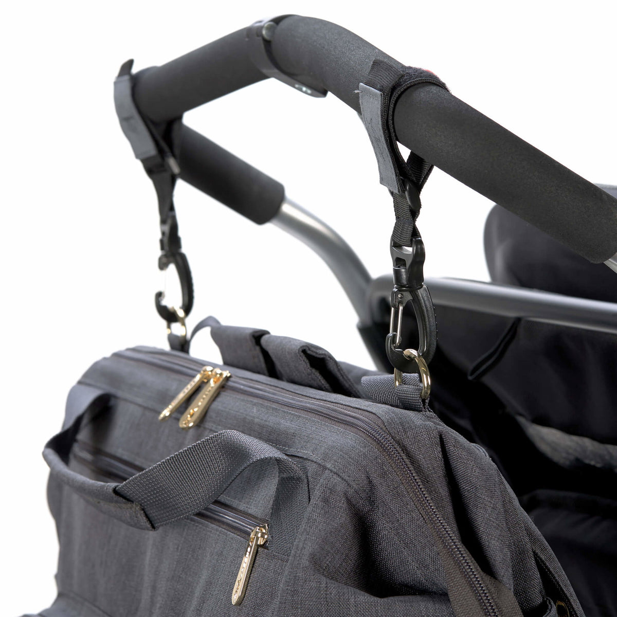 Mochila de Maternidade Lassig para Gémeos Glam Goldie Twin na cor antracite, fotografia 6 de 8 do produto