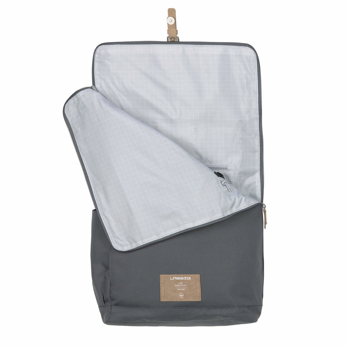 Mochila de Maternidade Lassig Rolltop na cor antracite, fotografia 8 de 8 do produto