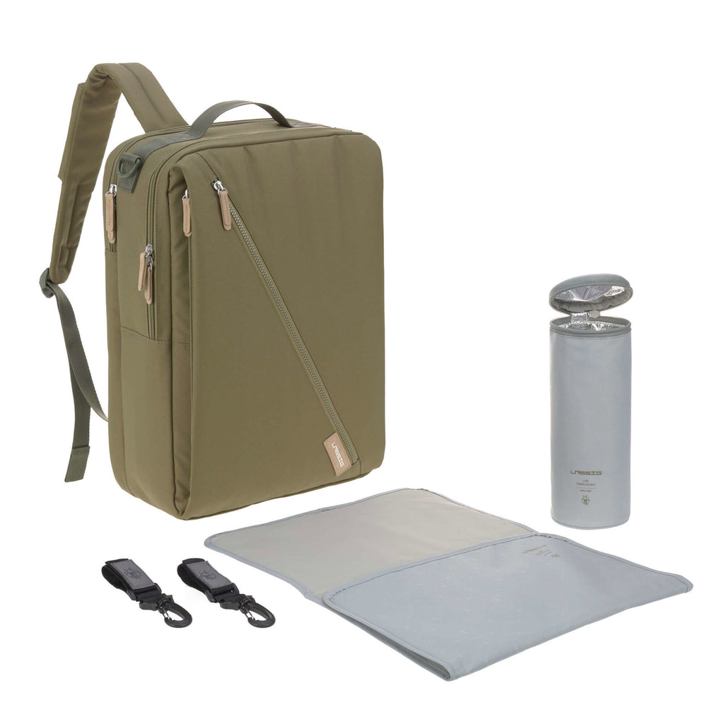 Mochila de Maternidade Lassig Tidy Talent na cor verde oliva, fotografia 1 de 8 do produto