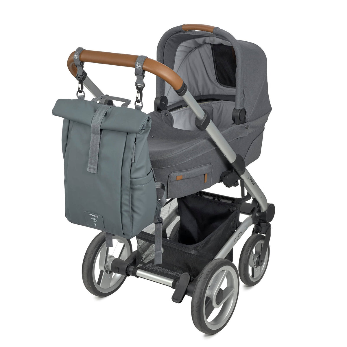 Mochila de Maternidade Lassig Rolltop Up na cor antracite, fotografia 5 de 8 do produto