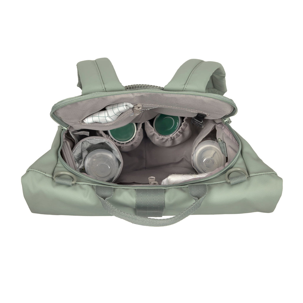 Mochila de Maternidade Lassig Rolltop Up na cor verde prateado, fotografia 4 de 8 do produto