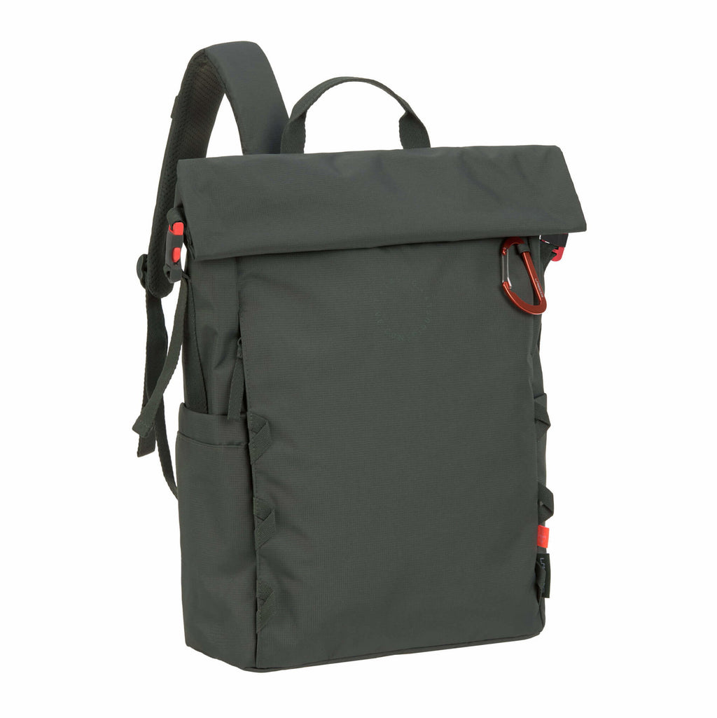 Mochila de Maternidade Lassig Outdoor Rolltop na cor verde oliva escuro, fotografia 3 de 8 do produto