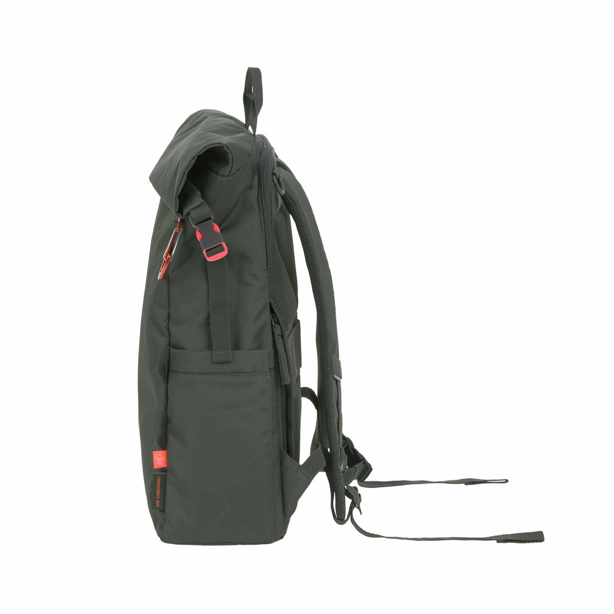 Mochila de Maternidade Lassig Outdoor Rolltop na cor verde oliva escuro, fotografia 8 de 8 do produto