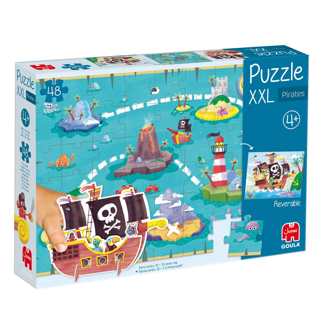 Caixa do Goula Puzzle XXL Piratas em perspetiva, na embalagem original da marca