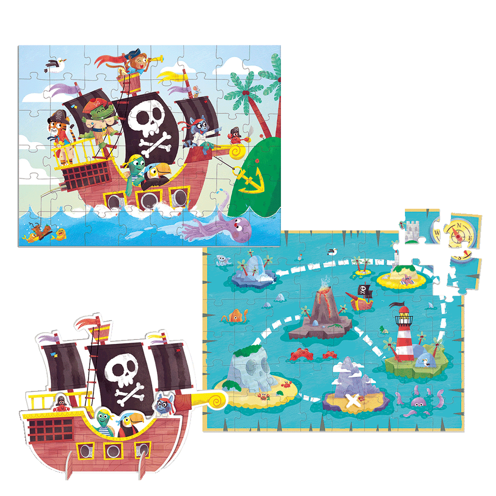 Goula Puzzle XXL Piratas fora da caixa, com as peças montadas ou prontas a usar