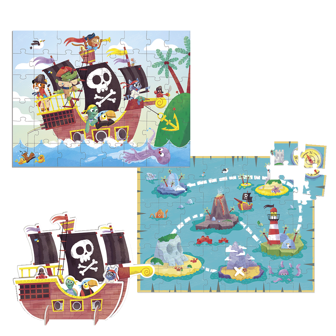 Goula Puzzle XXL Piratas fora da caixa, com as peças montadas ou prontas a usar
