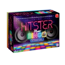 Caixa do Hitster Bingo Musical Edição Portuguesa em perspetiva, na embalagem original da marca