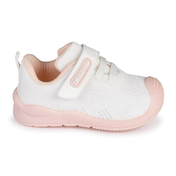 Sapatilha BabyFree Barefoot Branca e Rosa
